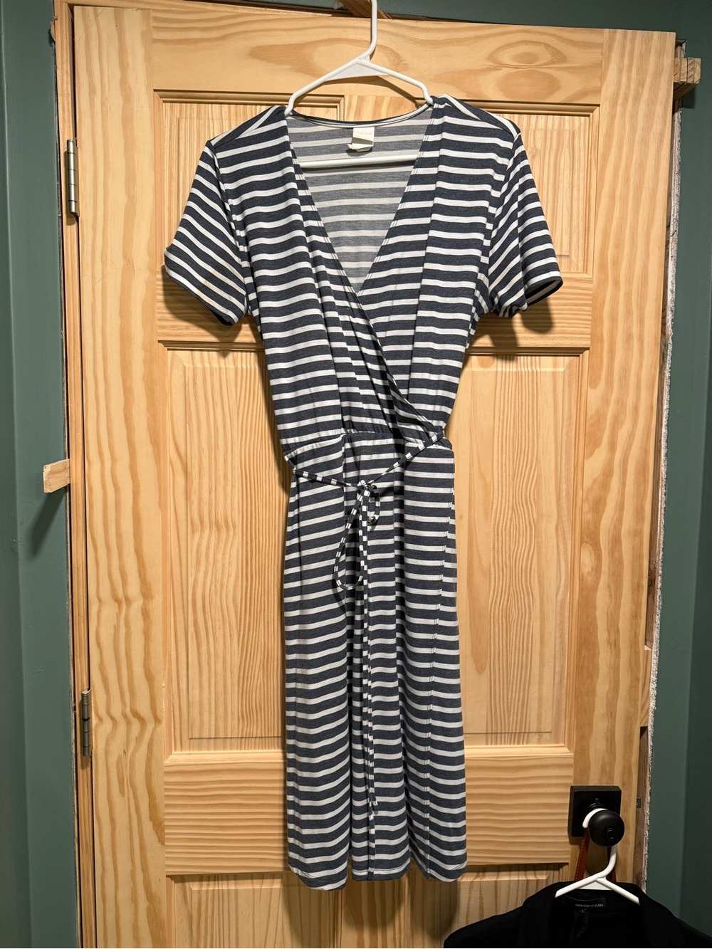 Lole Navy and White Striped Midi Wrap Dress